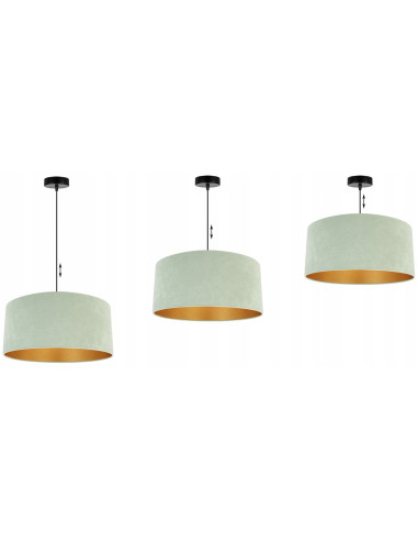 Pistacjowa lampa wisząca MEDIOLAN z welurowym abażurem - nowoczesny design do Twojego wnętrza