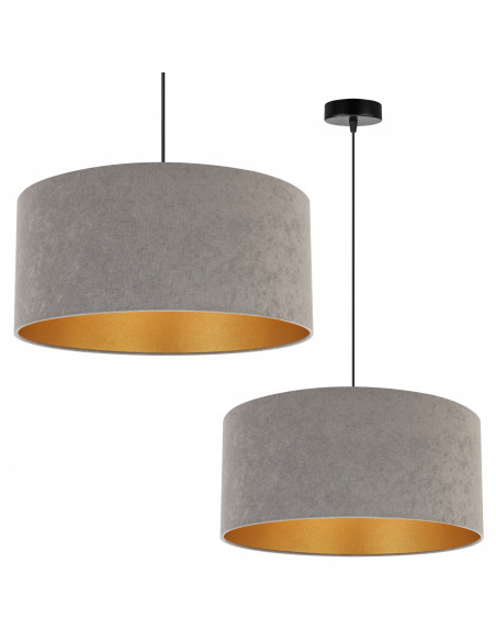 Elegancka lampa sufitowa MEDIOLAN ze złotym wykończeniem i welurowym kloszem - idealna do nowoczesnych wnętrz.