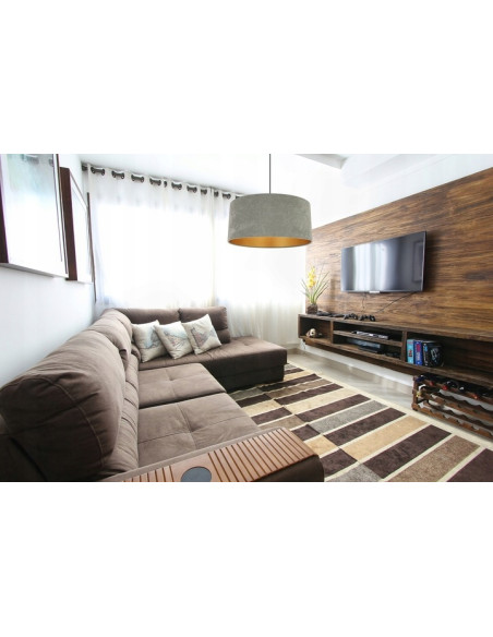 Lampa wisząca MEDIOLAN - Elegancki oliwkowy welur z złotymi akcentami do nowoczesnych wnętrz