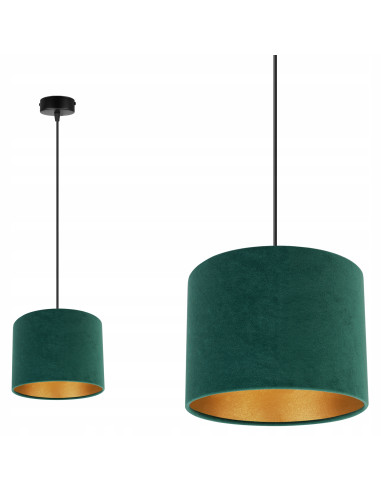 Lampa wisząca Mediolan z welurowym abażurem - elegancki detal w nowoczesnym wydaniu z złotym akcentem