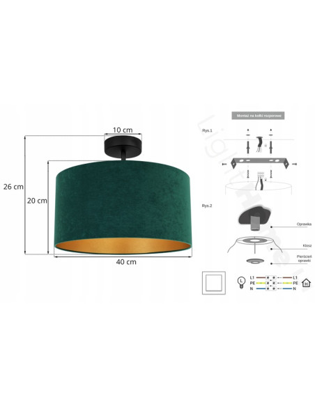 Lampa wisząca MEDIOLAN z okrągłym kloszem E27 - elegancka lampa do salonu, sypialni i biura w wielu kolorach