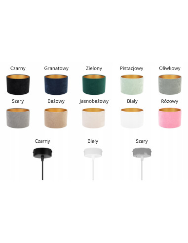 Lampa wisząca Mediolan z welurowym abażurem - elegancki detal w nowoczesnym wydaniu z złotym akcentem