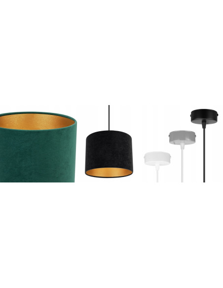 Lampa wisząca Mediolan z welurowym abażurem - elegancki detal w nowoczesnym wydaniu z złotym akcentem