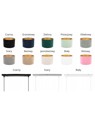 Lampa wisząca MEDIOLAN z welurowymi abażurami - nowoczesny styl dla biura, salonu i kuchni.