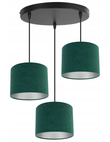 Lampa wisząca MEDIOLAN 3-punktowa z welurowymi abażurami - personalizowane kolory i elegancki design do każdego wnętrza