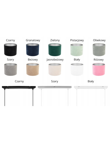 Lampa wisząca MEDIOLAN z welurowymi abażurami - elegancja i styl do salonów oraz wnętrz komercyjnych.