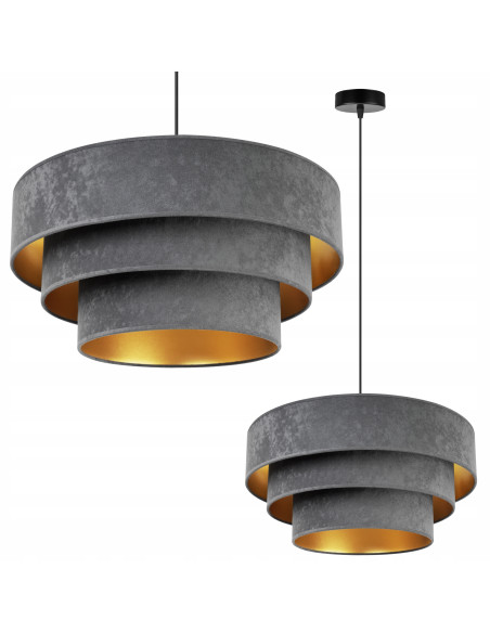 Lampa wisząca Mediolan – elegancka kaskadowa lampa w welurze, regulowana wysokość, idealna do salonu i biura.