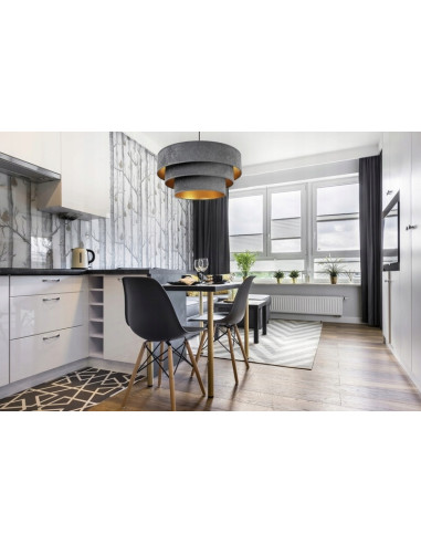 Lampa wisząca Mediolan – elegancka kaskadowa lampa w welurze, regulowana wysokość, idealna do salonu i biura.