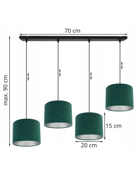 Lampa wisząca MEDIOLAN - Nowoczesny design z eleganckimi abażurami welurowymi w różnych kolorach do każdego wnętrza