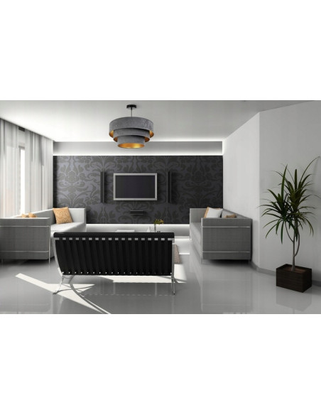 Lampa wisząca Mediolan – elegancka kaskadowa lampa w welurze, regulowana wysokość, idealna do salonu i biura.