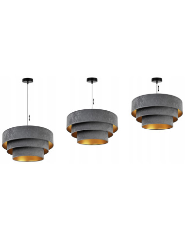 Lampa wisząca Mediolan – elegancka kaskadowa lampa w welurze, regulowana wysokość, idealna do salonu i biura.