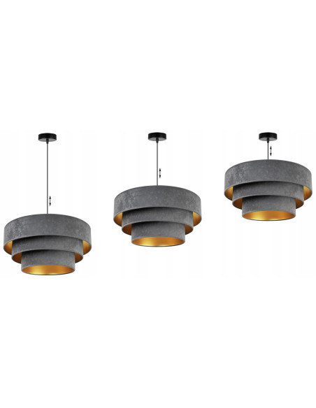 Lampa wisząca Mediolan – elegancka kaskadowa lampa w welurze, regulowana wysokość, idealna do salonu i biura.