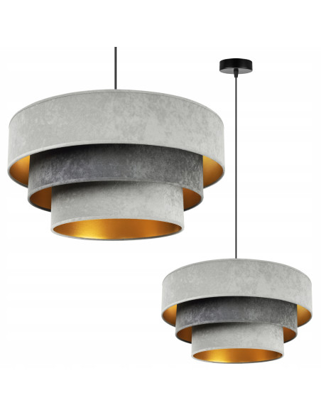 Lampa sufitowa MEDIOLAN - nowoczesny design w kształcie pól ryżowych, idealna do jadalni, salonu i biura w odcieniach szarości.