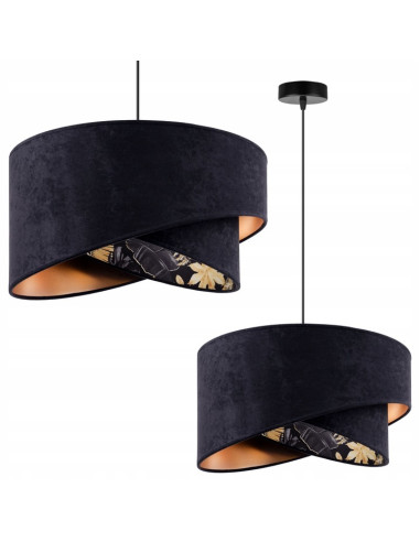 Lampa wisząca MEDIOLAN z liściastym wzorem w eleganckiej czerni – nowoczesne oświetlenie do wnętrz tropikalnych