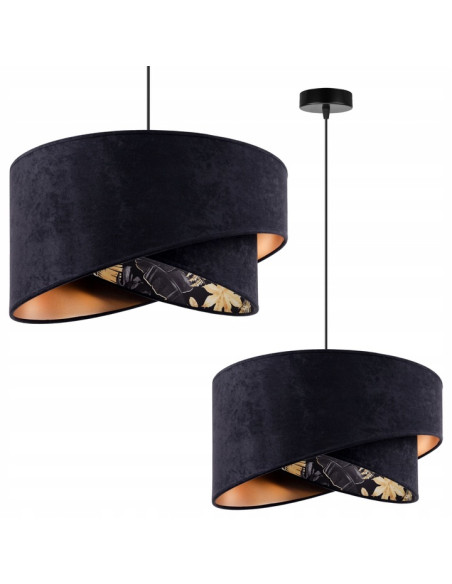 Lampa wisząca MEDIOLAN z liściastym wzorem w eleganckiej czerni – nowoczesne oświetlenie do wnętrz tropikalnych