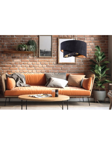 Lampa wisząca MEDIOLAN z liściastym wzorem w eleganckiej czerni – nowoczesne oświetlenie do wnętrz tropikalnych