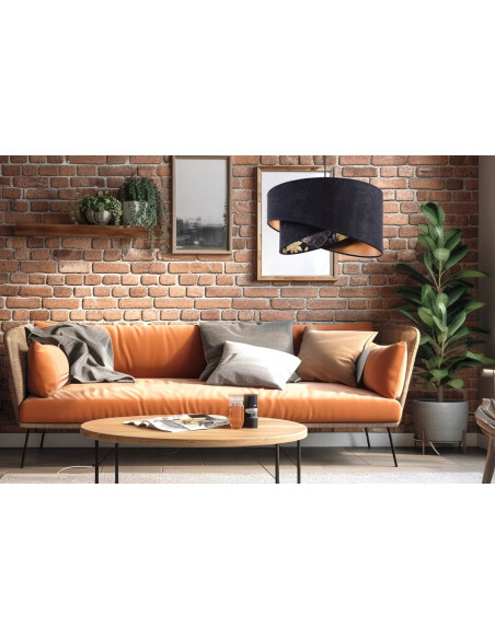 Lampa wisząca MEDIOLAN z liściastym wzorem w eleganckiej czerni – nowoczesne oświetlenie do wnętrz tropikalnych