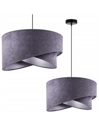 Lampa wisząca Mediolan z podwójnym abażurem szarym - elegancka, regulowana, idealna do nowoczesnych wnętrz.