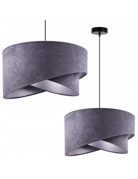 Lampa wisząca Mediolan z podwójnym abażurem szarym - elegancka, regulowana, idealna do nowoczesnych wnętrz.