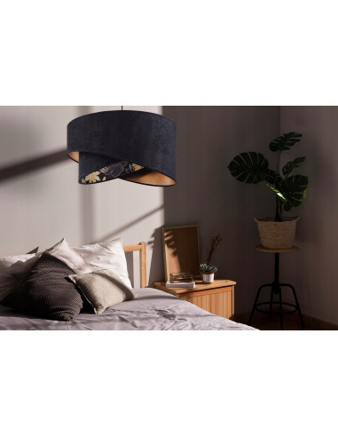 Lampa wisząca MEDIOLAN z liściastym wzorem w eleganckiej czerni – nowoczesne oświetlenie do wnętrz tropikalnych