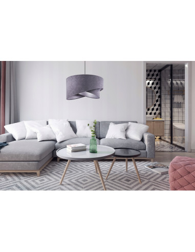 Lampa wisząca Mediolan z podwójnym abażurem szarym - elegancka, regulowana, idealna do nowoczesnych wnętrz.