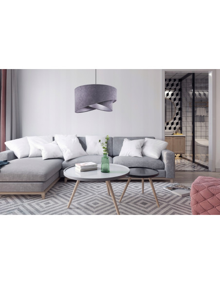 Lampa wisząca Mediolan z podwójnym abażurem szarym - elegancka, regulowana, idealna do nowoczesnych wnętrz.
