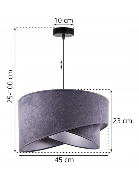 Lampa wisząca Mediolan z podwójnym abażurem szarym - elegancka, regulowana, idealna do nowoczesnych wnętrz.