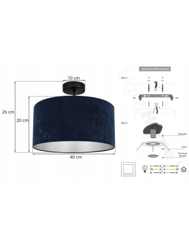 Elegancka lampa wisząca MEDIOLAN z welurowym abażurem – Nowoczesne oświetlenie do każdego wnętrza