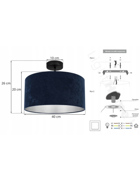 Elegancka lampa wisząca MEDIOLAN z welurowym abażurem – Nowoczesne oświetlenie do każdego wnętrza