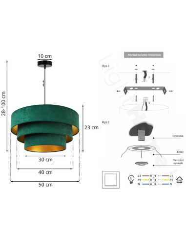 Lampa wisząca MEDIOLAN w nowoczesnym stylu z regulowanym kaskadowym kloszem, dostępna w różnych kolorach.