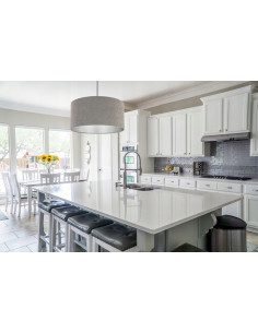 Lampa wisząca MEDIOLAN z regulacją wysokości w szarej tkaninie - nowoczesny design do każdego wnętrza. 2