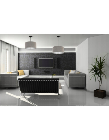 Lampa wisząca MEDIOLAN z regulacją wysokości w szarej tkaninie - nowoczesny design do każdego wnętrza.