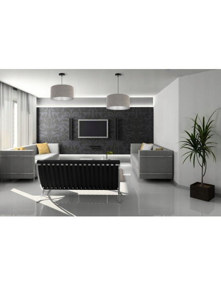 Lampa wisząca MEDIOLAN z regulacją wysokości w szarej tkaninie - nowoczesny design do każdego wnętrza.