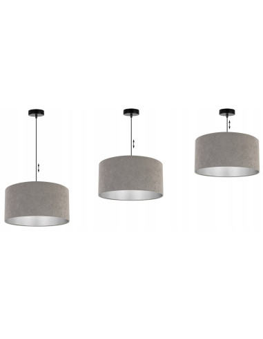 Lampa wisząca MEDIOLAN z regulacją wysokości w szarej tkaninie - nowoczesny design do każdego wnętrza.