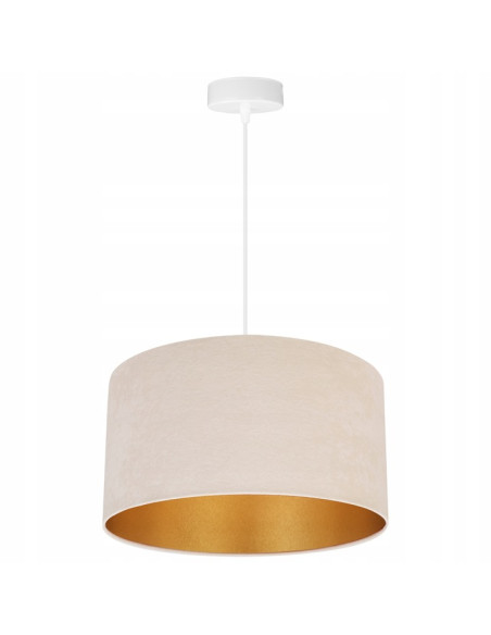 Elegancka Lampa Wisząca Mediolan z Okrągłym Abażurem w Kolorze Kremowo-Złotym - Stylowe Oświetlenie Do Wnętrz