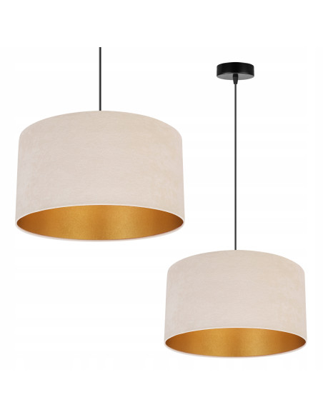 Elegancka Lampa Wisząca Mediolan z Okrągłym Abażurem w Kolorze Kremowo-Złotym - Stylowe Oświetlenie Do Wnętrz