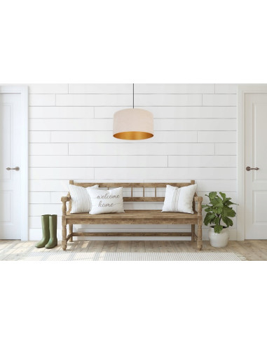 Elegancka Lampa Wisząca Mediolan z Okrągłym Abażurem w Kolorze Kremowo-Złotym - Stylowe Oświetlenie Do Wnętrz