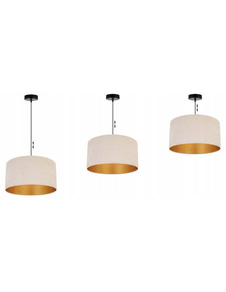 Elegancka Lampa Wisząca Mediolan z Okrągłym Abażurem w Kolorze Kremowo-Złotym - Stylowe Oświetlenie Do Wnętrz