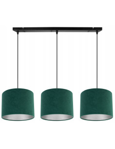 Nowoczesna Lampa Wisząca Mediolan z Trzema Welurowymi Abażurami Zielona - Elegancki Element Oświetleniowy do Wnętrz