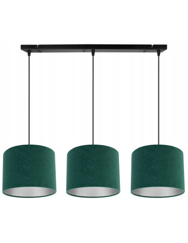 Nowoczesna Lampa Wisząca Mediolan z Trzema Welurowymi Abażurami Zielona - Elegancki Element Oświetleniowy do Wnętrz
