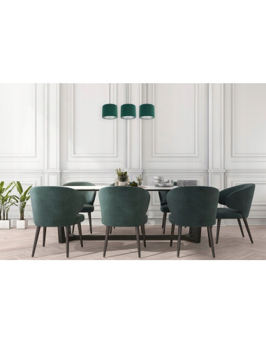 Nowoczesna Lampa Wisząca Mediolan z Trzema Welurowymi Abażurami Zielona - Elegancki Element Oświetleniowy do Wnętrz