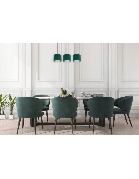 Nowoczesna Lampa Wisząca Mediolan z Trzema Welurowymi Abażurami Zielona - Elegancki Element Oświetleniowy do Wnętrz