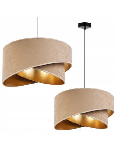 Lampa wisząca Mediolan z weluru w odcieniach beżu i złota – stylowe oświetlenie do każdego wnętrza z regulacją E27