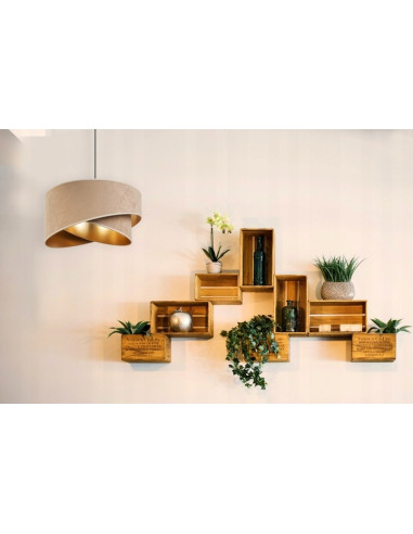 Lampa wisząca Mediolan z weluru w odcieniach beżu i złota – stylowe oświetlenie do każdego wnętrza z regulacją E27