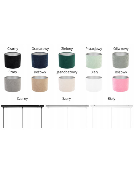 Nowoczesna Lampa Wisząca Mediolan z Trzema Welurowymi Abażurami Zielona - Elegancki Element Oświetleniowy do Wnętrz