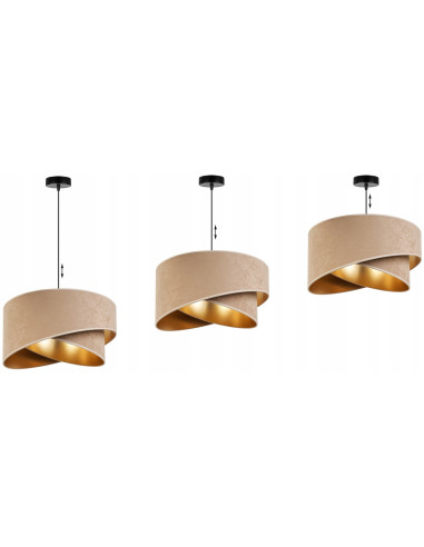 Lampa wisząca Mediolan z weluru w odcieniach beżu i złota – stylowe oświetlenie do każdego wnętrza z regulacją E27