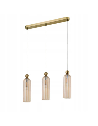 Elegancka lampa wisząca PIEGA 3 w kolorze bursztynowym - stylowe oświetlenie do salonu, jadalni i biura