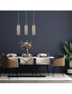 Elegancka lampa wisząca PIEGA 3 w kolorze bursztynowym - stylowe oświetlenie do salonu, jadalni i biura 2