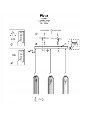 Elegancka lampa wisząca PIEGA 3 w kolorze bursztynowym - stylowe oświetlenie do salonu, jadalni i biura