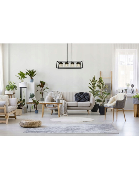 Lampa wisząca RASTI CAGE w stylu loftowym, czarna z złotymi akcentami, 4-punktowe oświetlenie, regulowana.